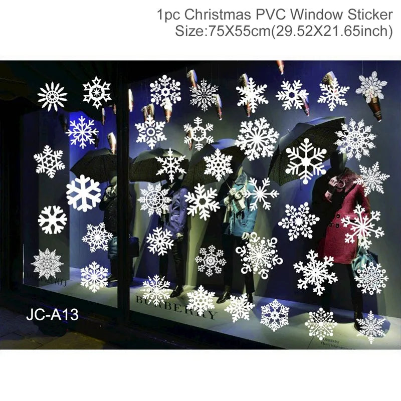 Christmas Wall Window Stickers Christmas Decoration For Home 2024 Merry Christmas Ornaments Xmas Navidad Happy New Year 2025