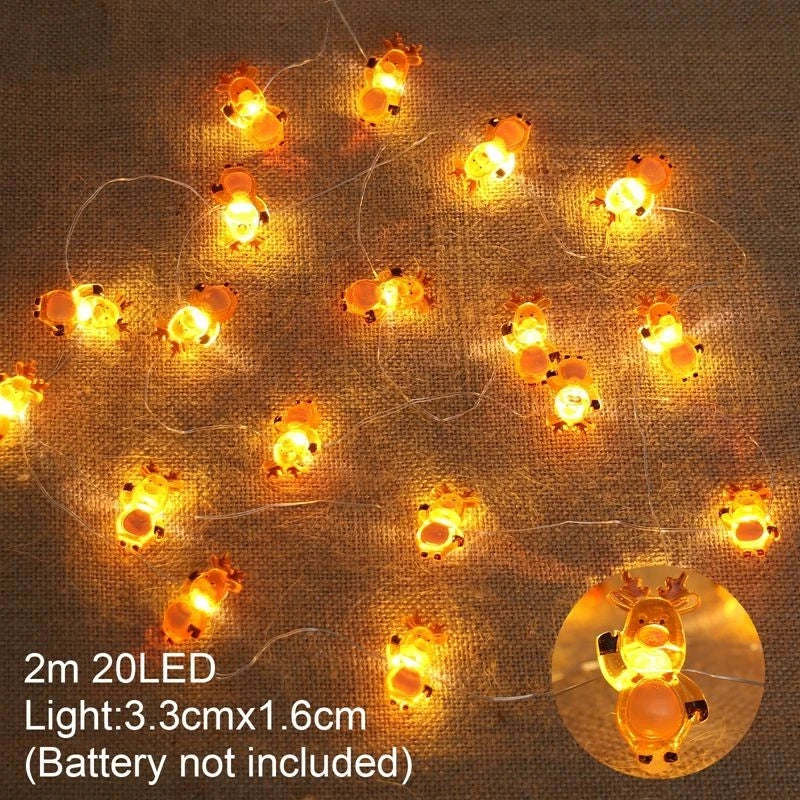 Snowman Christmas LED Garland String Light Merry Christmas Decorations For Home 2024 Xmas Tree Ornament Navidad New Year Gifts