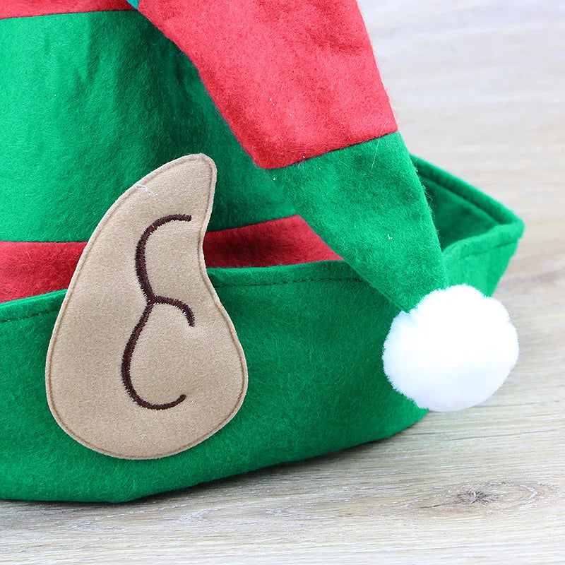 (1 Piece/bag) 53*34cm Christmas Elf Hat Red Green Striped Party Hat New Year Celebration DIY