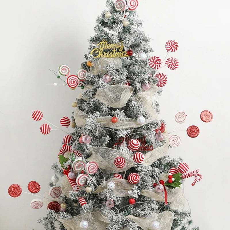 Christmas Decorations Red Berry Artificial Pine Bouquet Branch Xmas Tree Ornament Home Decor New Year 2025 DIY Gifts Accessories