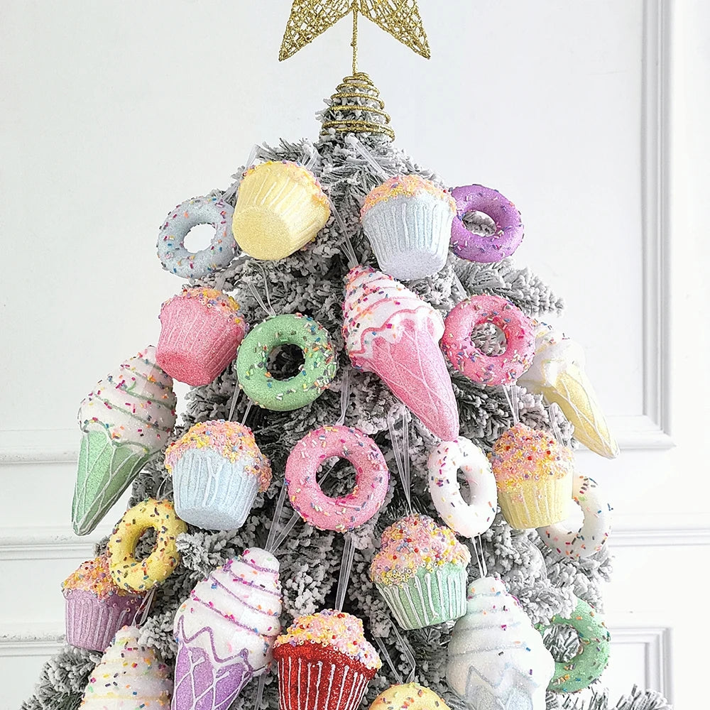 Mix Cute Candy Donuts Cupcake Ice Cream Cone Christmas Ornaments Kit Christmas Tree Hanging Decorations Gifts Navidad Natal