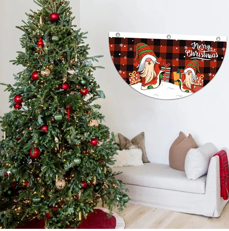 Christmas Outdoor Fan-shaped Flag Banner Merry Christmas Decoration for Home 2024 Xmas Ornament Navidad Natal Noel New Year 2025