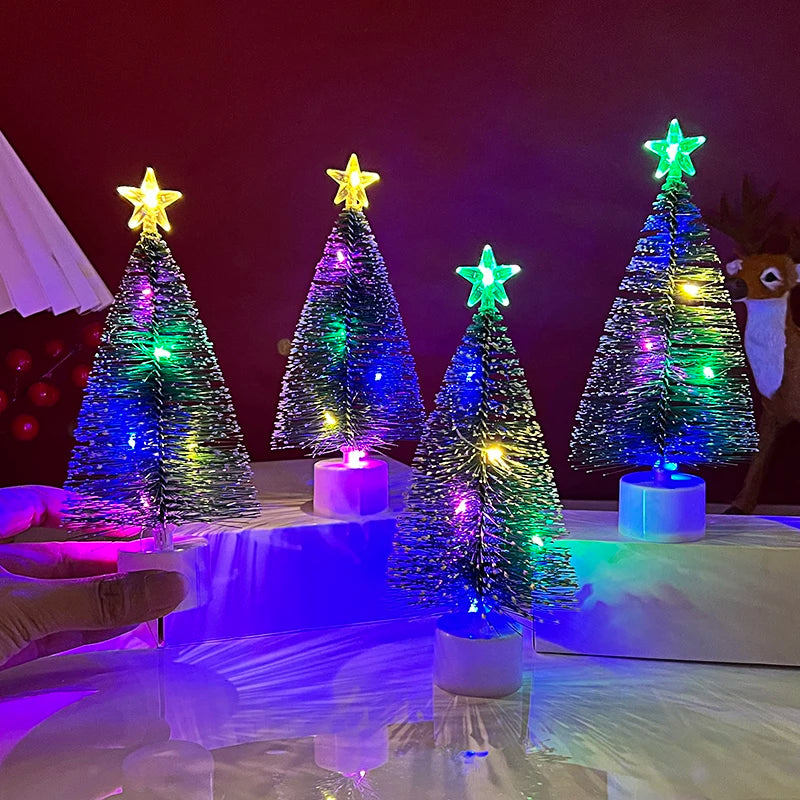 3/1pcs Luminous Christmas Tree Mini Desktop Ornaments Xmas Home Decoration New Year Christmas Party Gifts Supplies Random Color