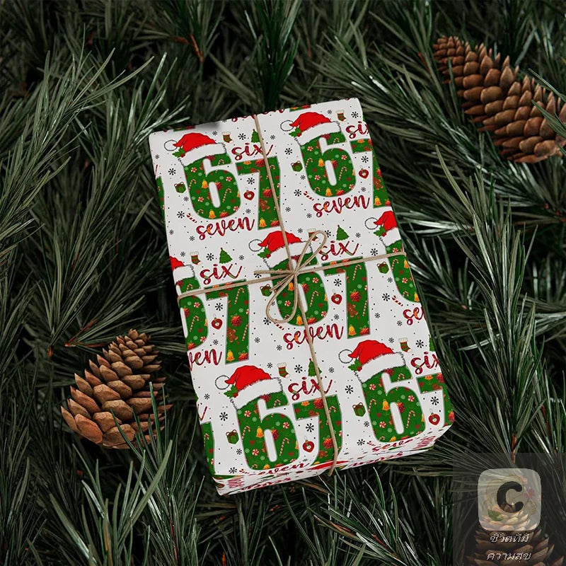 Cheerful Santa 67 Christmas Wrapping Paper, 6 7 Kids' Holiday Wrap, 67 Funny Gift Paper