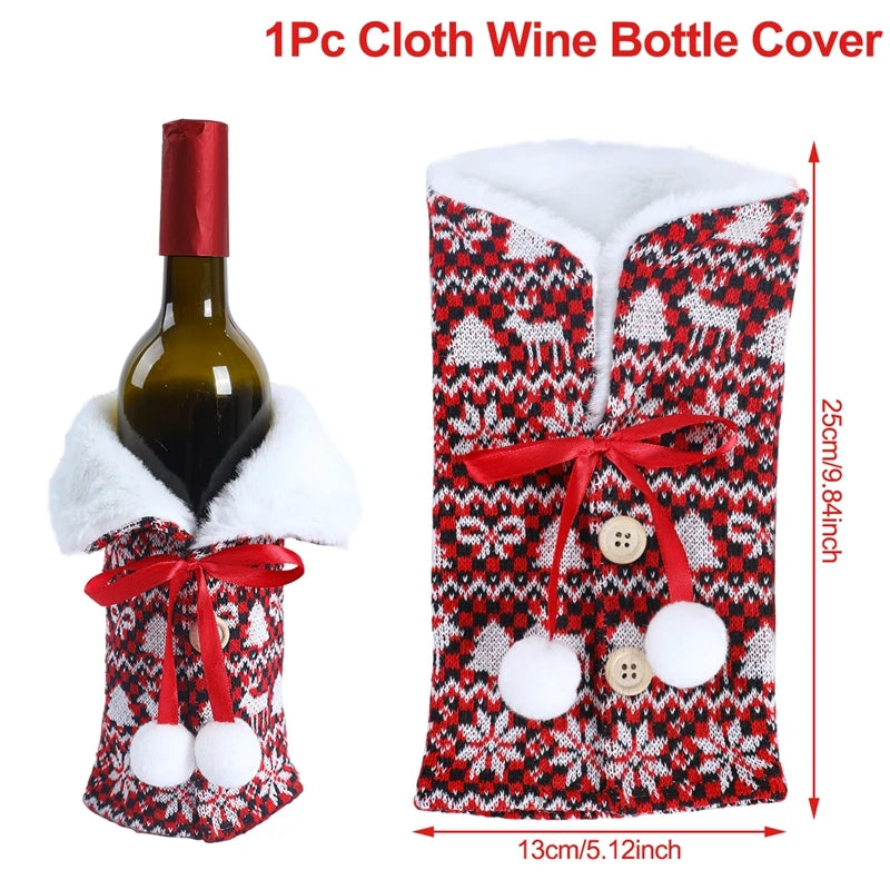 Christmas Wine Bottle Cover Merry Christmas Decorations For Home 2025 Cristmas Ornament Xmas Navidad Gifts Happy New Year 2026