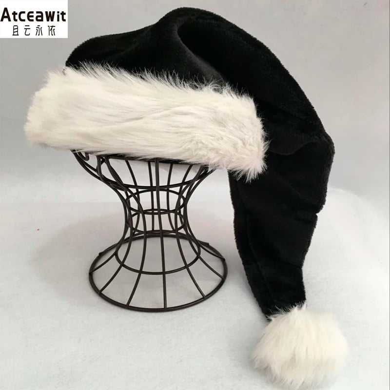 Christmas Black Red Plush Hat Santa Novelty Hat Kids Christmas Decorations For New Year Home Santa Claus Gift Party Supplies