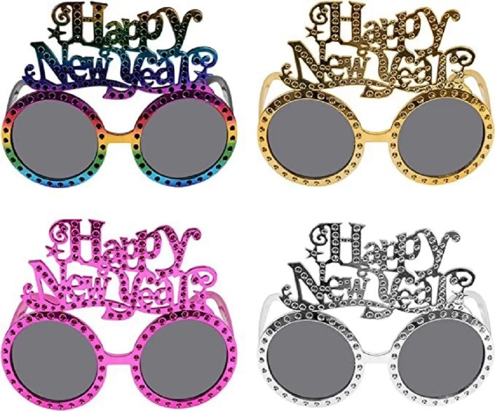 Happy New Year Glasses Colorful Frame Photo Props Merry Christmas Ornaments Xmas Navidad Gifts New Year Eve Party Decor