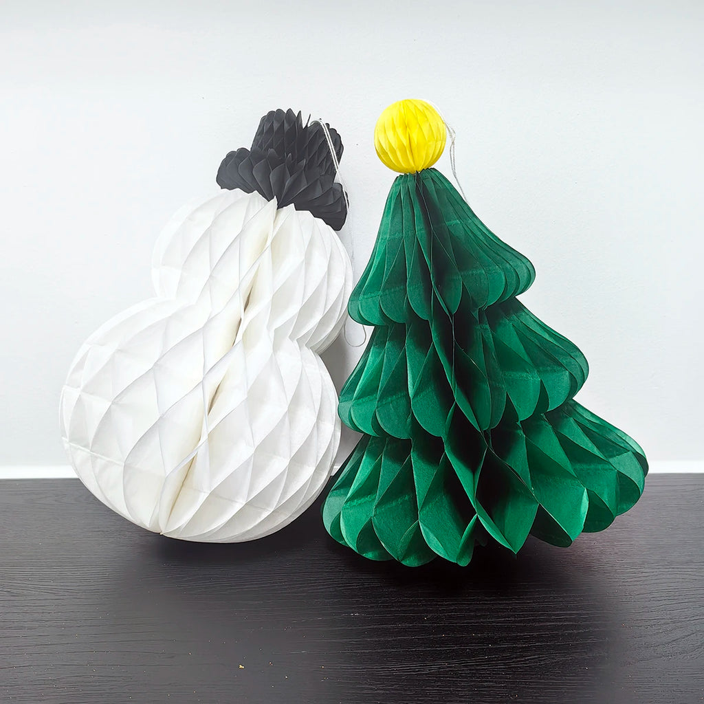 3PCS/SET  Hanging Christmas Centerpiece Decorations Santa Hat+Snow man+Christmas Tree Honeycomb Ornaments for Party Table Decor