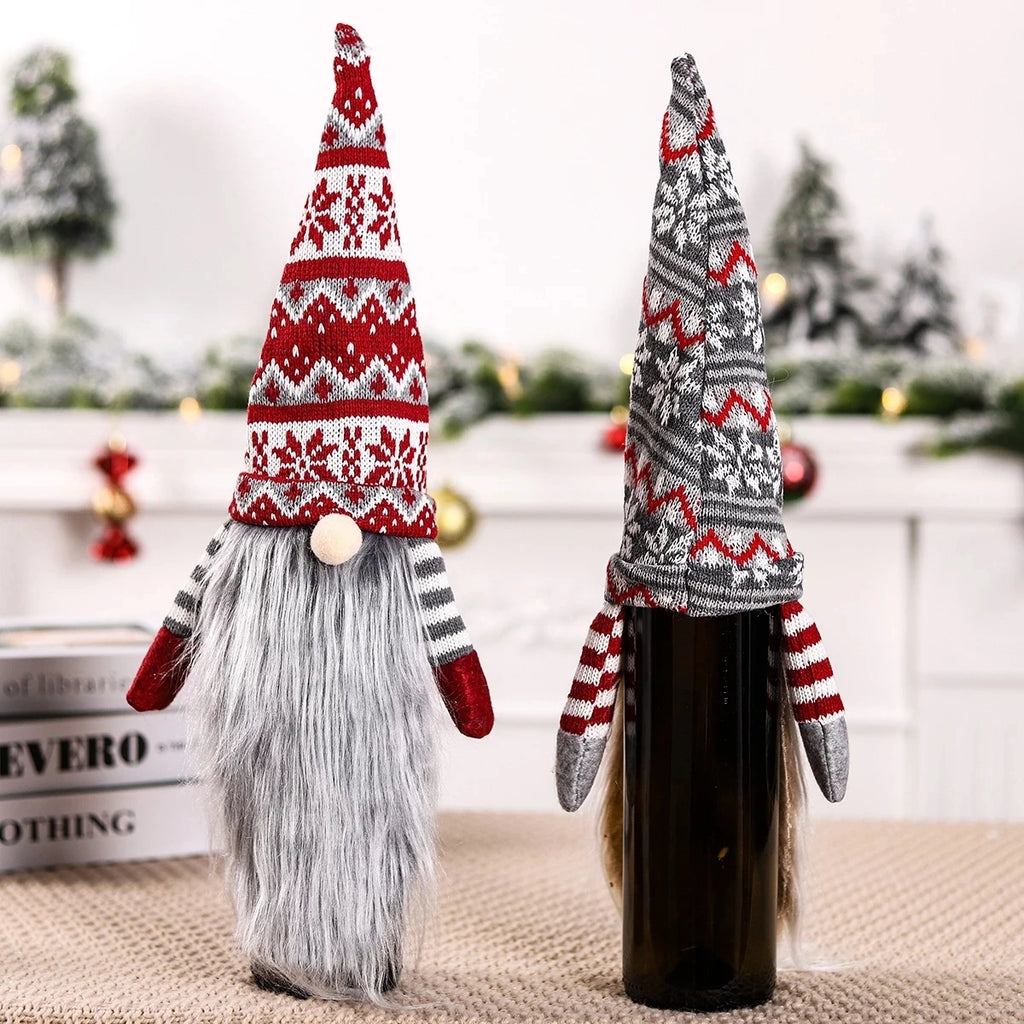 Christmas Wine Bottle Cover Merry Christmas Decoration For Home 2024 Christmas Ornaments Decor Happy New Year 2025 Navid Noel