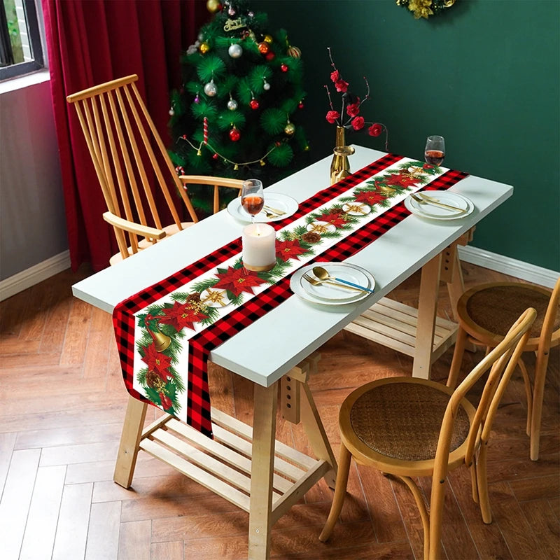 Christmas Table Runner Merry Christmas Decoration for Home Xmas Party Decor 2025 Navidad Notal Noel Ornament Happy New Year 2026