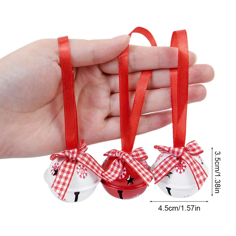 12Pcs Snowflake Christmas Jingle Bells Metal Decorative Pendant Xmas Tree Hanging Ornament 2025 New Year Home Party Decorations