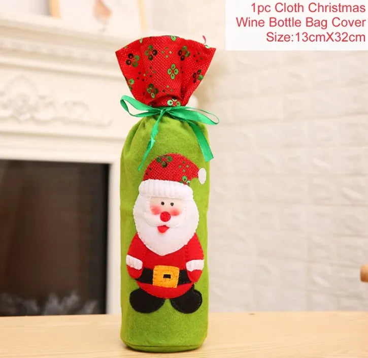 Christmas Wine Bottle Cover Merry Christmas Decoration For Home 2024 Christmas Ornaments Decor Happy New Year 2025 Navid Noel