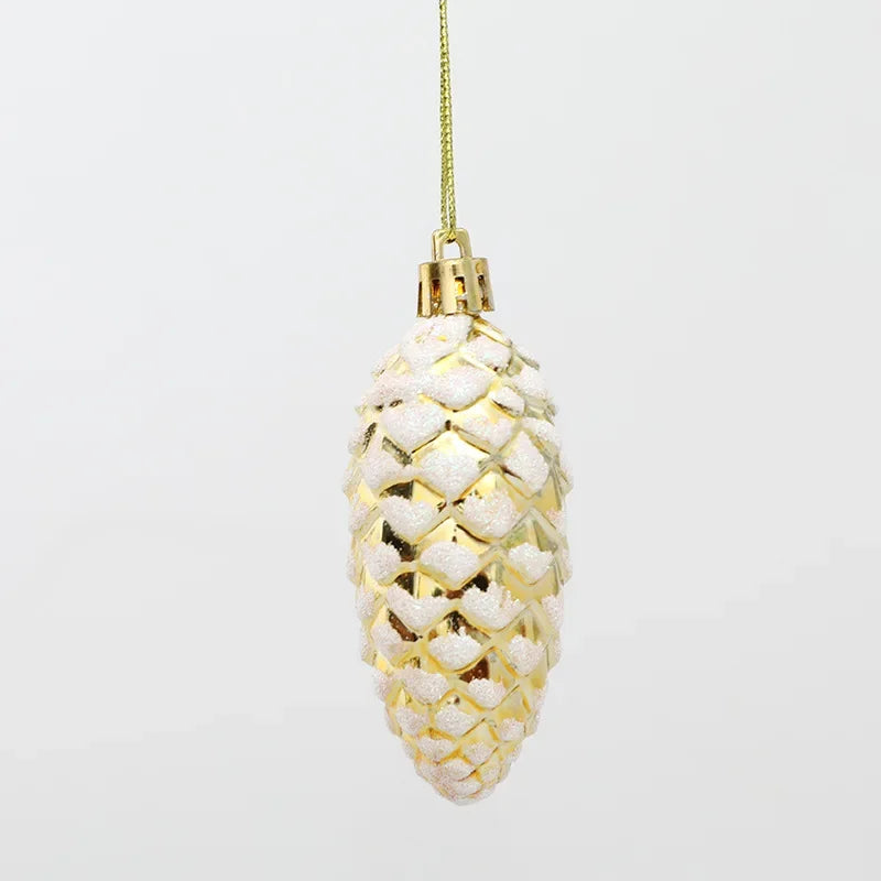 5Pcs Christmas Painted Pine Cone Balls Hanging Pendants Merry Christmas Tree Decoration for Home Xmas Ornament Gift