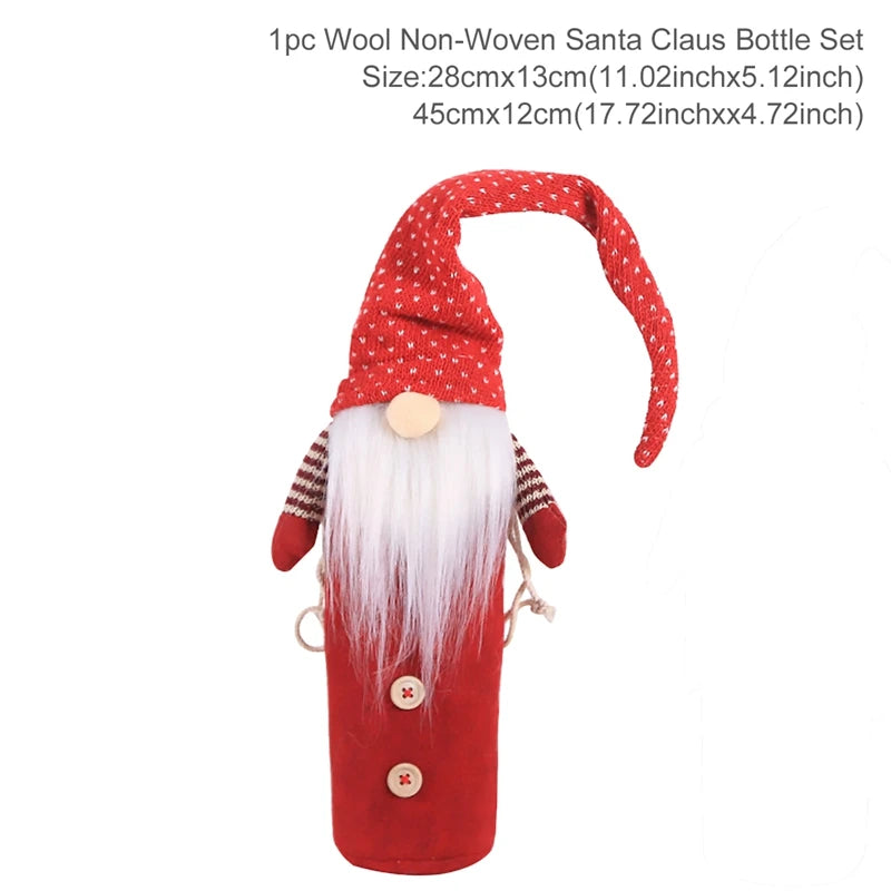 Christmas Wine Bottle Cover Merry Christmas Decoration For Home 2024 Christmas Ornaments Decor Happy New Year 2025 Navid Noel