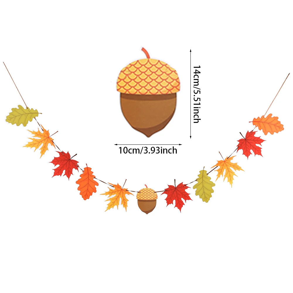 Hello Autumn Thanksgiving Decoration Happy Fall Banner Maple Leaf Cake Toppers Pumpkin Honeycomb Wall Fireplace Hanging Ornament