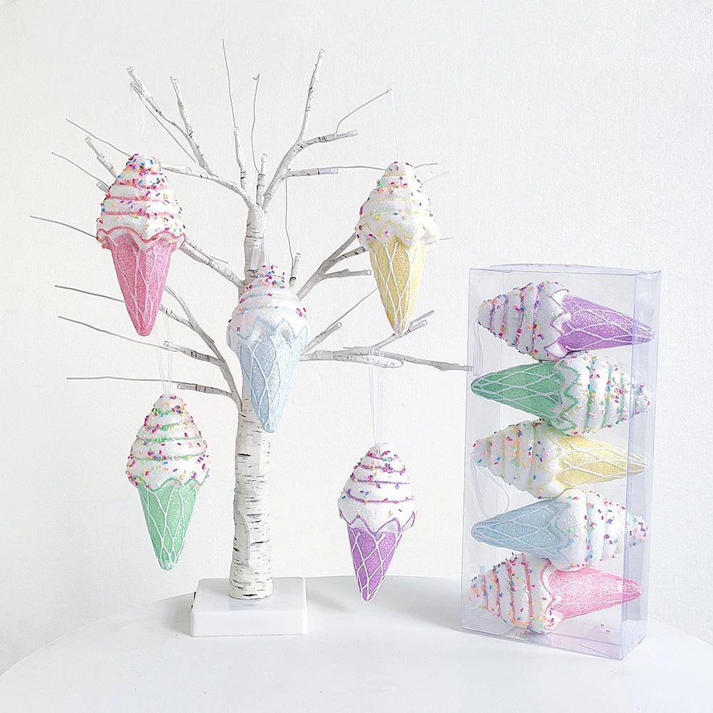 Mix Cute Candy Donuts Cupcake Ice Cream Cone Christmas Ornaments Kit Christmas Tree Hanging Decorations Gifts Navidad Natal