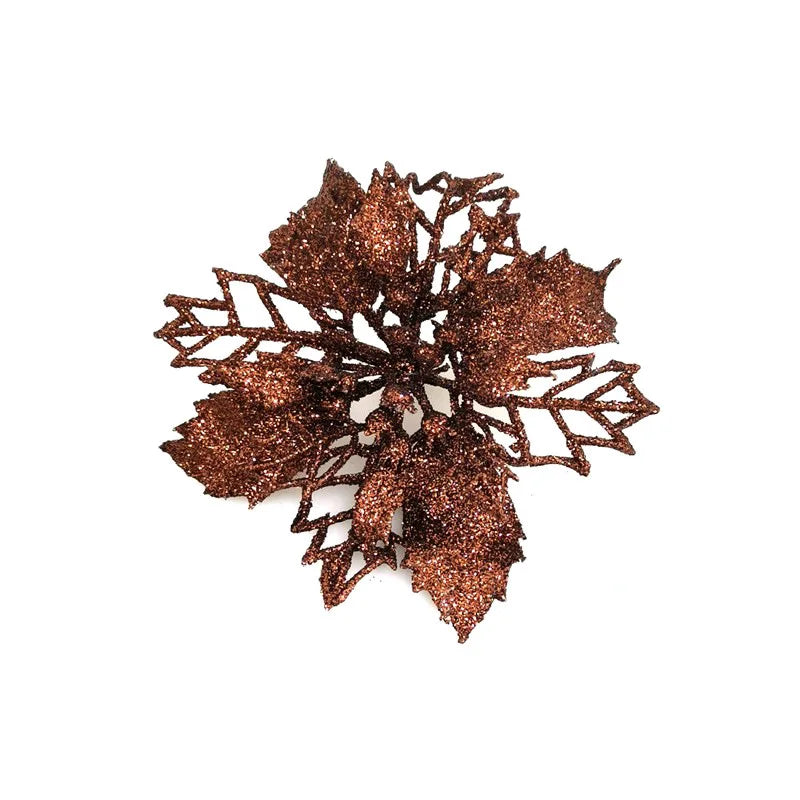 9cm Glitter Artifical Christmas Flowers Christmas Tree Wreath Decorations Fake Flowers Xmas Garland Ornaments New Year 2024