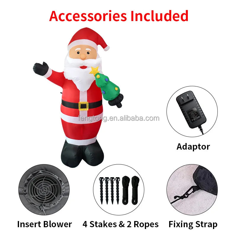 Christmas Inflatables 8ft Christmas Inflatable Santa Claus With Led Lights For Holiday Decorations