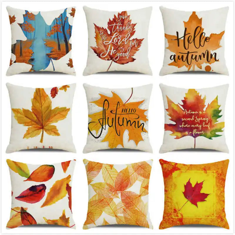 Happy Thanksgiving! Autumn maple leaves Digital printing short plush pillow covers for car sofa office cushion cover home goods