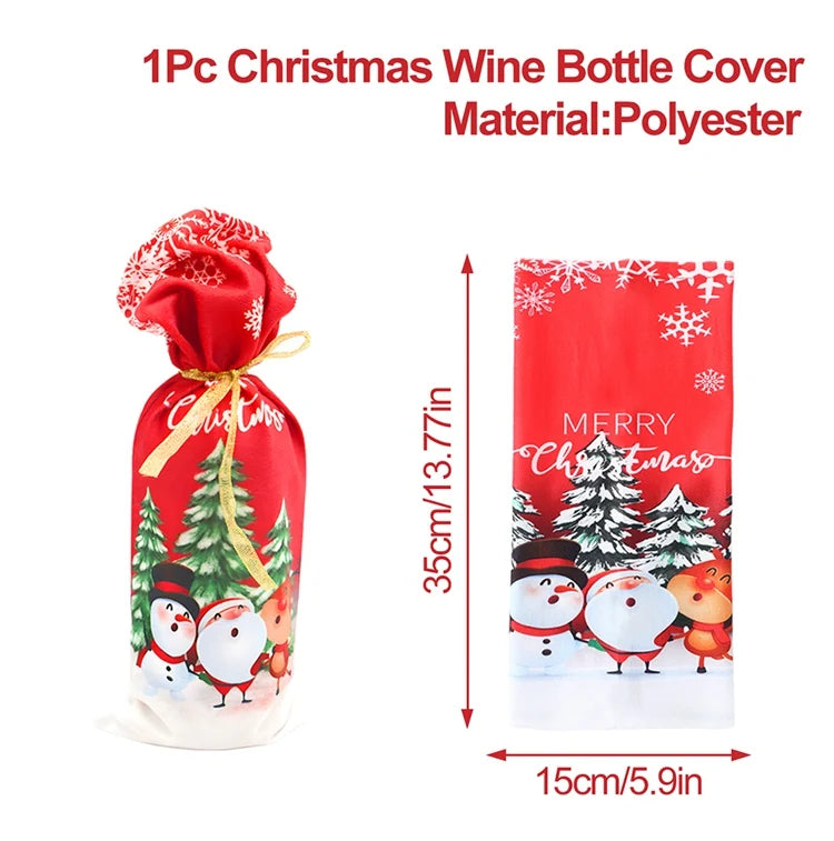Christmas Wine Bottle Cover Merry Christmas Decoration For Home 2024 Christmas Ornaments Decor Happy New Year 2025 Navid Noel