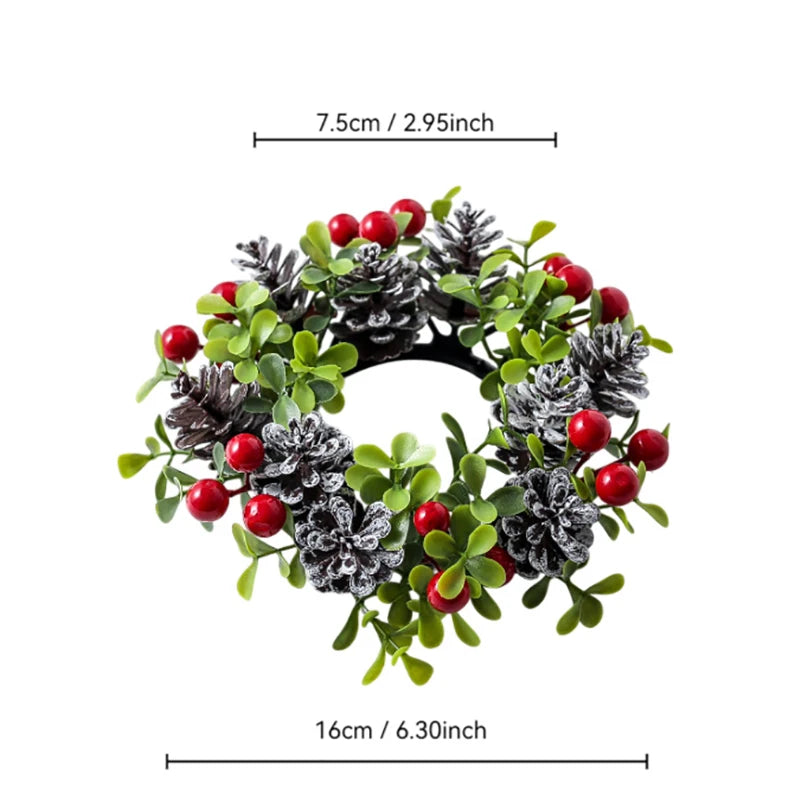 Christmas Decorations Candle Holders Scented Candle Holders Decorative Pinecones Red Berry Wreaths Table Centerpieces