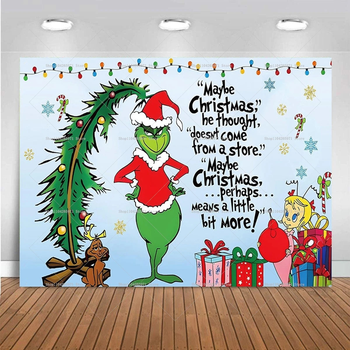 Cartoon G-Grinches Theme Kids Birthday Party Supplies Decorative Background Winter Christmas Party Scene Photography Banner