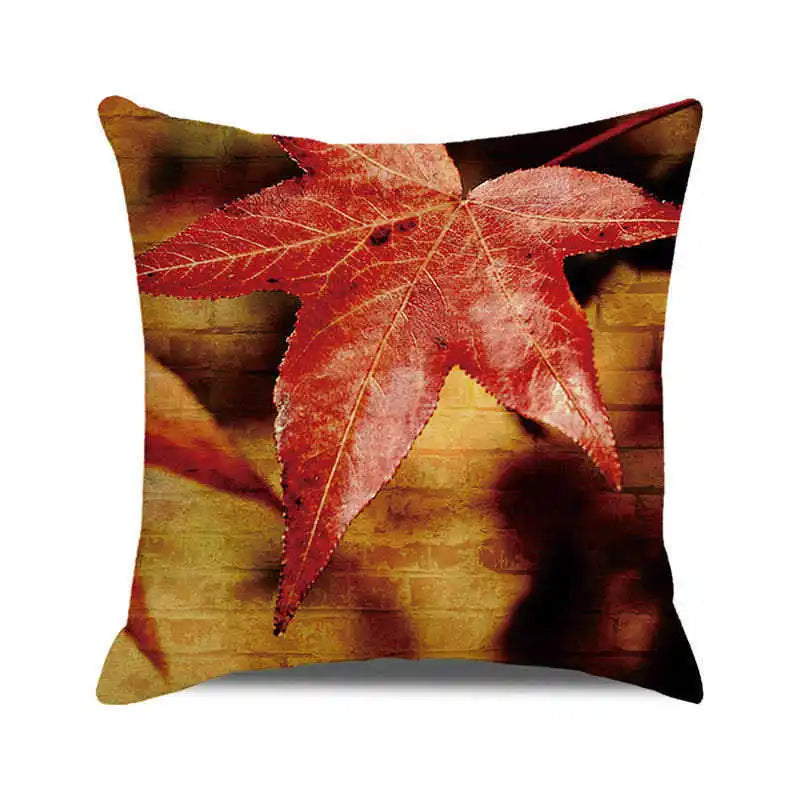 Happy Thanksgiving! Autumn maple leaves Digital printing short plush pillow covers for car sofa office cushion cover home goods