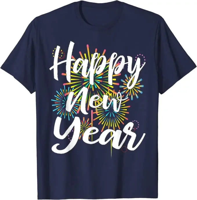 New Years Eve Happy New Year 2025 Gift Fireworks T-Shirt for Women Men Family Matching Outfits Cute Present Aesthetic Clothes