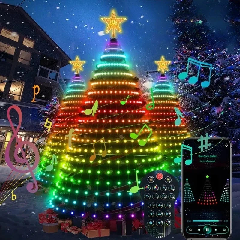 Christmas Decorations Tree Led Lights String Application DIY Image LED RGB IC Fairy Bluetooth Control