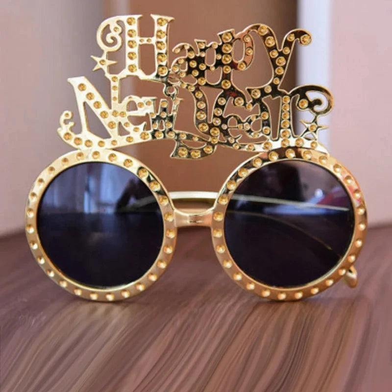 Happy New Year Glasses Colorful Frame Photo Props Merry Christmas Ornaments Xmas Navidad Gifts New Year Eve Party Decor