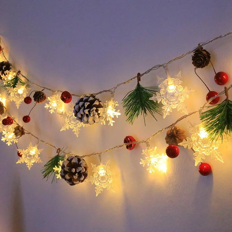 Christmas LED Light String Santa Claus Elk Snowman Xmas Ornament String Light Christmas Decorations 2025 New Year Navidad Gift