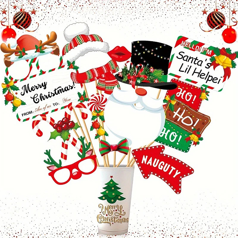 Christmas Decorations Props Cute Santa Claus Xmas Tree Elk Paper Photo Prop New Year Christmas Navidad Children's Gift Accessory