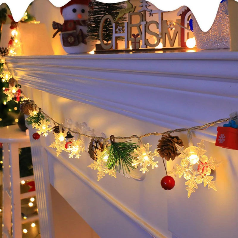 Christmas LED Light String Santa Claus Elk Snowman Xmas Ornament String Light Christmas Decorations 2025 New Year Navidad Gift