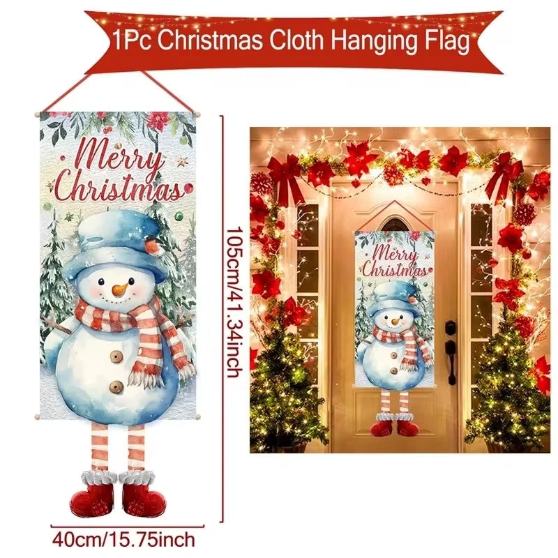Merry Christmas Hanging Flag Christmas Decorations For Home 2024 Christmas Door Banner Xmas Gifts Navidad Happy New Year 2025