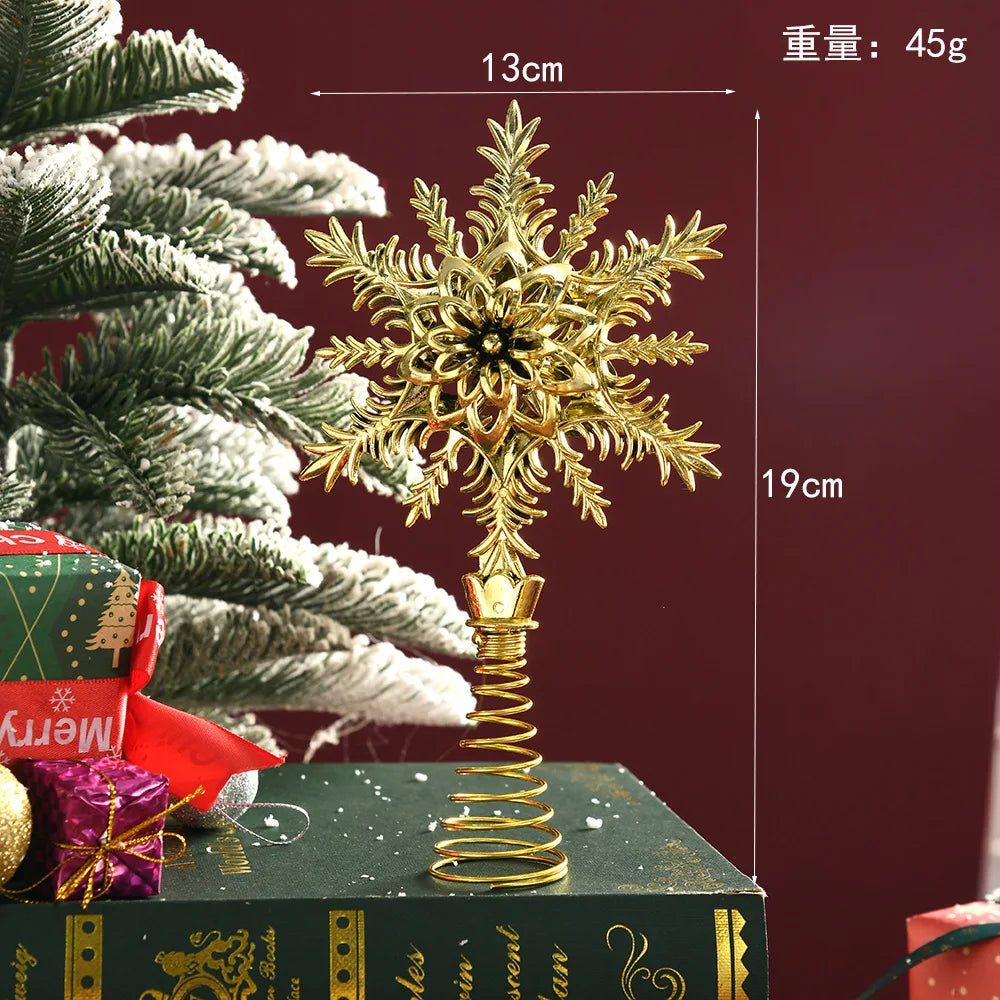 Gold Glitter Christmas Tree Top Iron Star Christmas Decorations For Home Xmas Tree Ornaments Navidad New Year 2024 Natal Noel