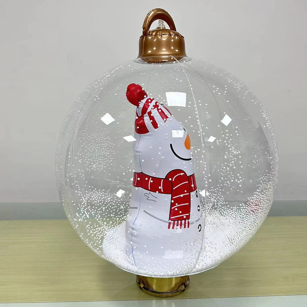 60cm Inflatable Christmas Ball With Light Santa Claus Snowman Christmas Tree Giant Big Large Christmas Balls Ornament Xmas Decor