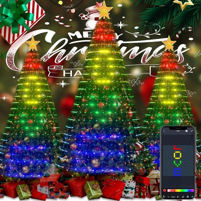 Christmas Decorations Tree Led Lights String Application DIY Image LED RGB IC Fairy Bluetooth Control