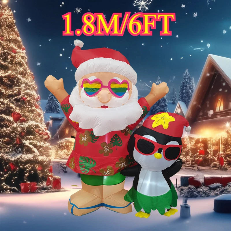 Inflatable Toys Santa Cartoon Vehicle Christmas Decorations Model Party New Year Yard Props Indoor Outdoor Xmas Garden Decor