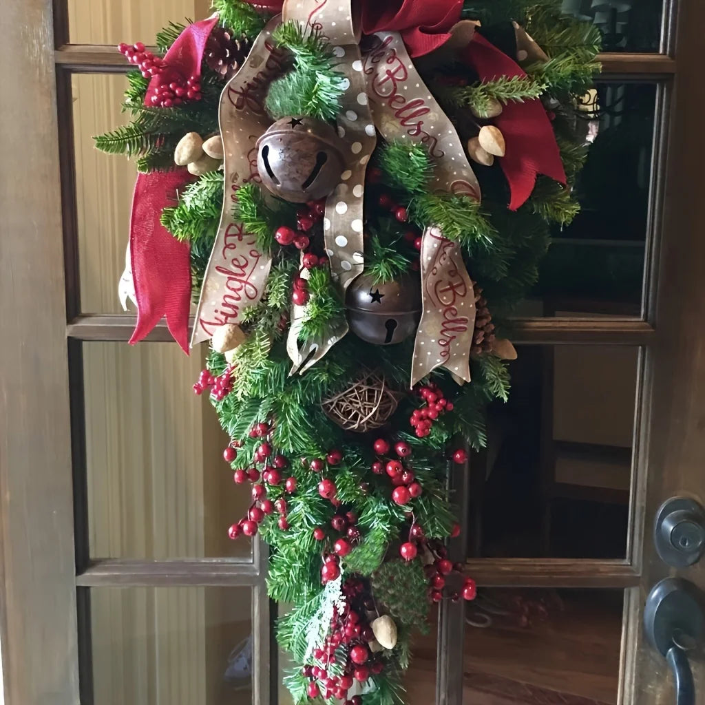 Christmas Door Hanging Garland Decoration Christmas Wreath Home Party Garland Christmas Flowers Window Deco Craft New Year