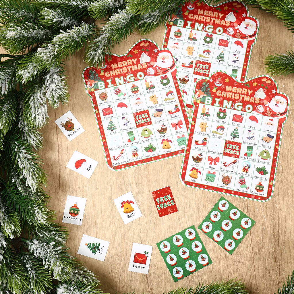 Christmas Cartoon Bingos Game Cards Merry Christmas Decoration for Home 2025 Bingo Game Set Navidad Natal New Year Gift 2026