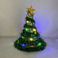 LED light up Christmas Tree ribbon Hats Cute Funny Santa Hat luminous Fancy Dress up cap for  Xmas party Gift Photo Props