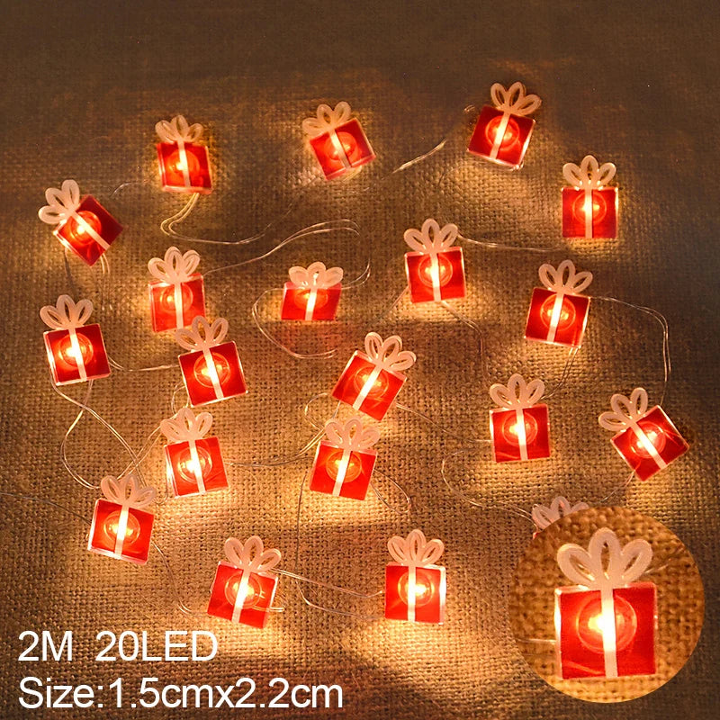 2M 20LED Santa Claus Snowflake LED Light String Christmas Decoration For Home Xmas Tree Ornament 2025 Navidad Kids Gift New Year