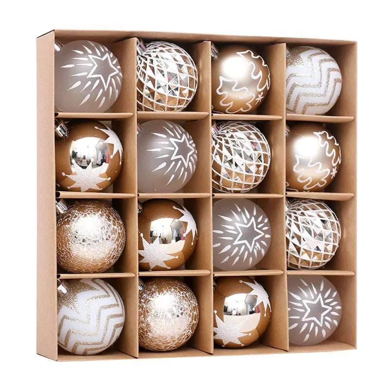 New Christmas Decorations 16 Champagne Gold White Ball Ornaments Christmas Tree Hanging Decorations Home Party Decorative Pieces