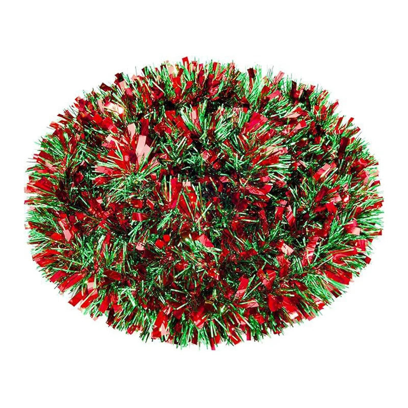 2Meters Christmas Tinsel Garland Red Green Strip Ribbon for Xmas Tree Hanging Ornaments Home Decoration New Year Party Supplies