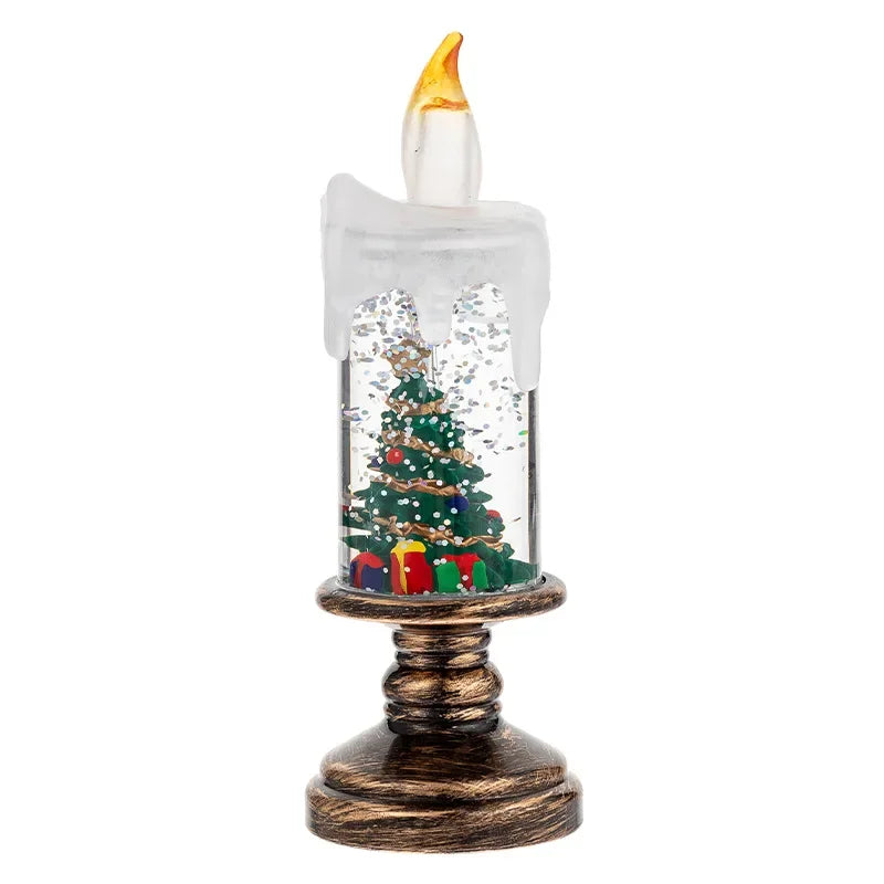Christmas Decorations Wind Lamp Candle Candlestick Crystal Ball Lights Snow Snowflake Music Box Xmas Gift Scene Arrangement