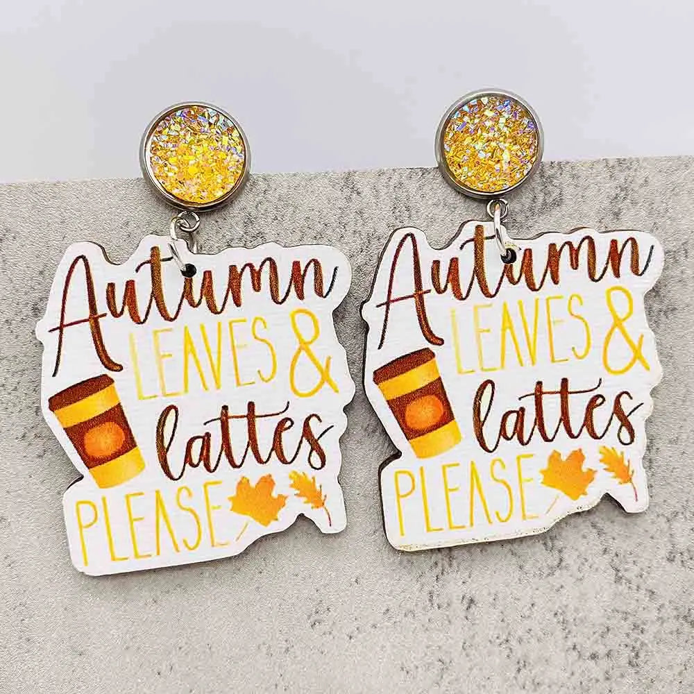Autumn Thanksgiving Earrings Turkey Pumpkin Maple Leaf Wooden Earrings Women's Thanksgiving Festival Jewelry