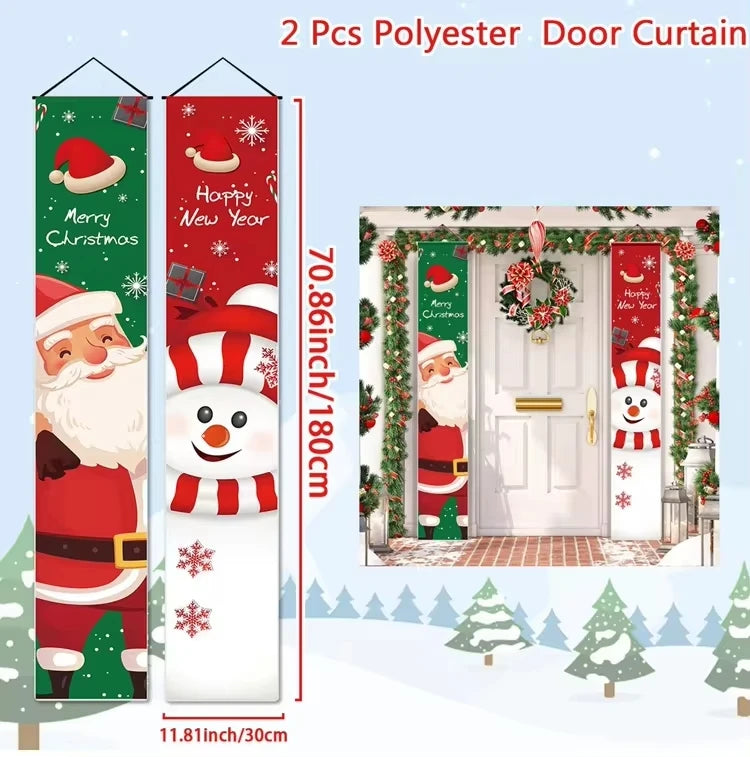 Christmas Hanging Door Banner Merry Christmas Decorations for Home Xmas Navidad Noel Natal Door Decor Happy New Year Gifts 2025