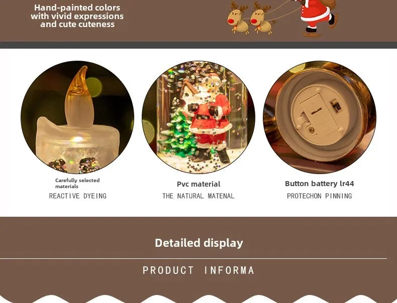 Christmas Decorations Wind Lamp Candle Candlestick Crystal Ball Lights Snow Snowflake Music Box Xmas Gift Scene Arrangement