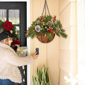 Christmas Pine Branches Berries Hanging Baskets Garlands Artificial Hanging Baskets Christmas Decorations