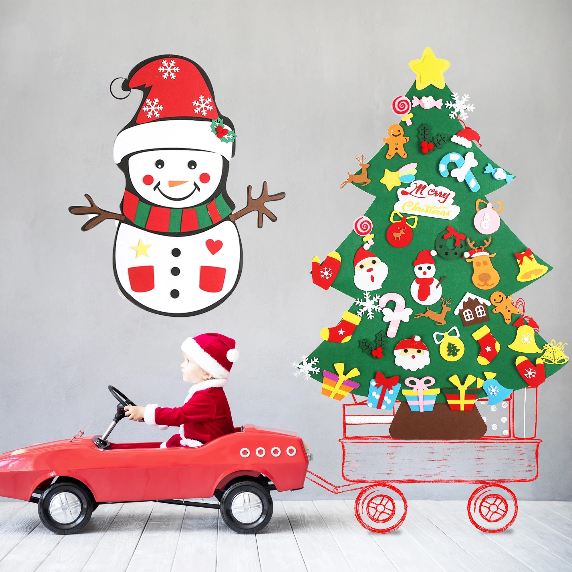 DIY Felt Christmas Tree Christmas Decoration for Home Xmas Door Wall Decorations Wall Hanging Ornaments For Kids New Year Gifts